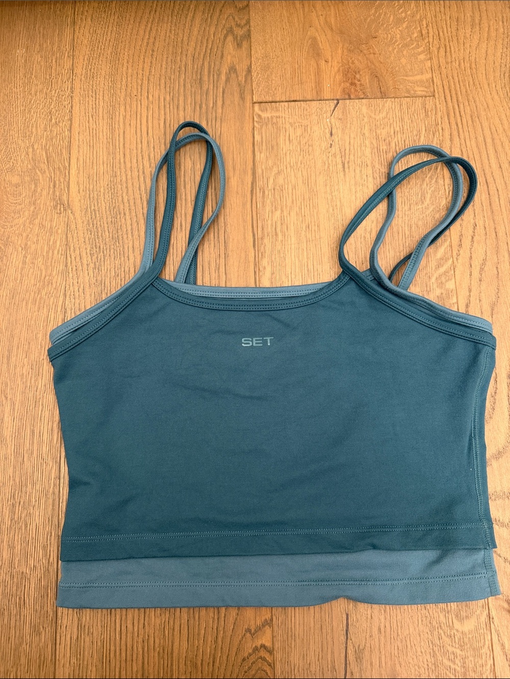 SET Active Teal Double-Strap Crop Tank